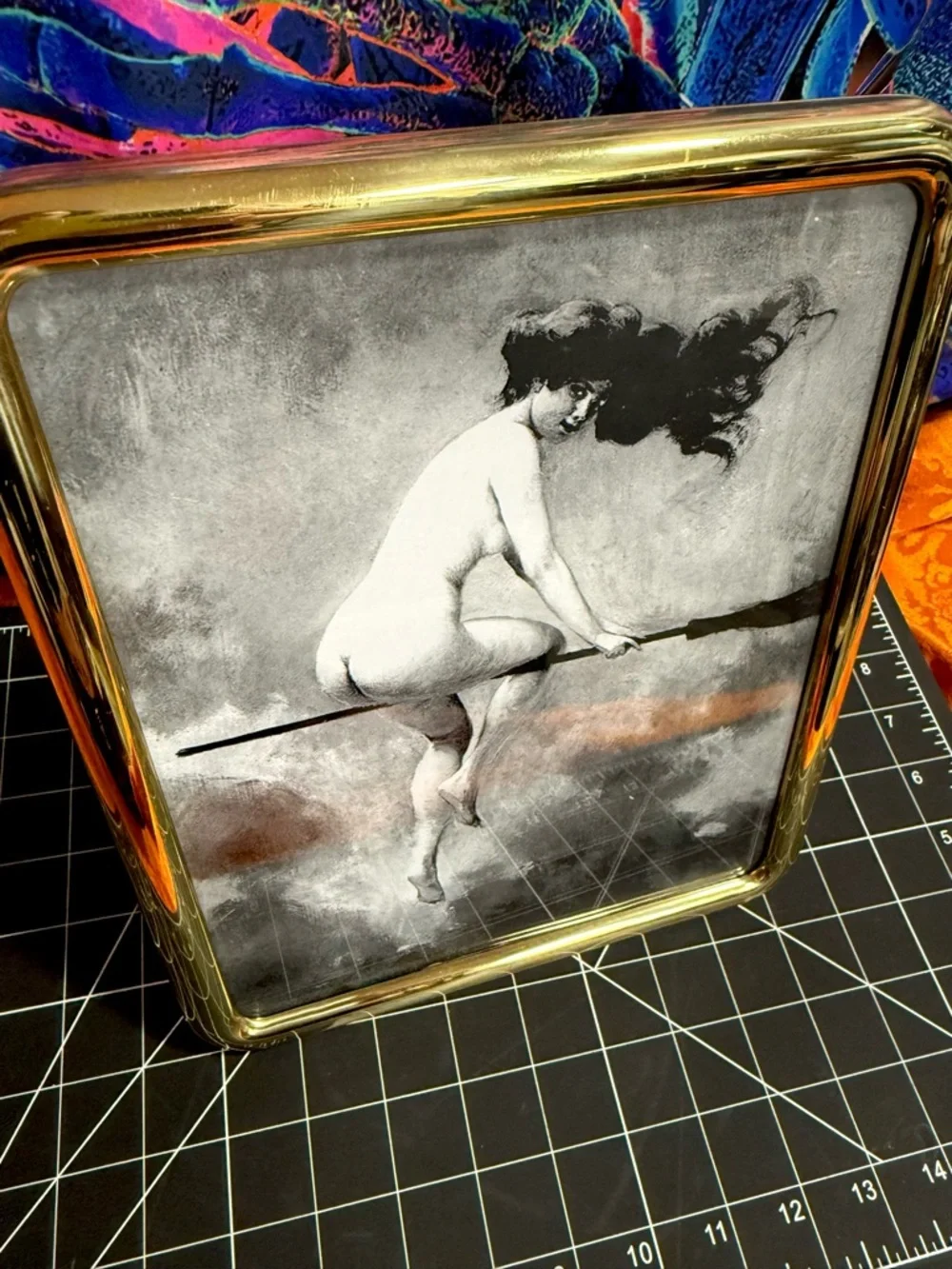 Nude Witch Flying Witch Framed Art Goddess Moon Pagan Mythology Magic